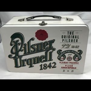 Pilsner Urquell Logo White Tin Large Lunch Box